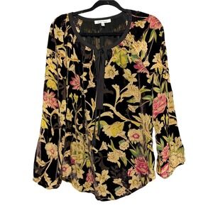 Black Rainn Whimsigoth Velvet Burnout Top Womens Sz L Fairy Grunge Dark Romantic